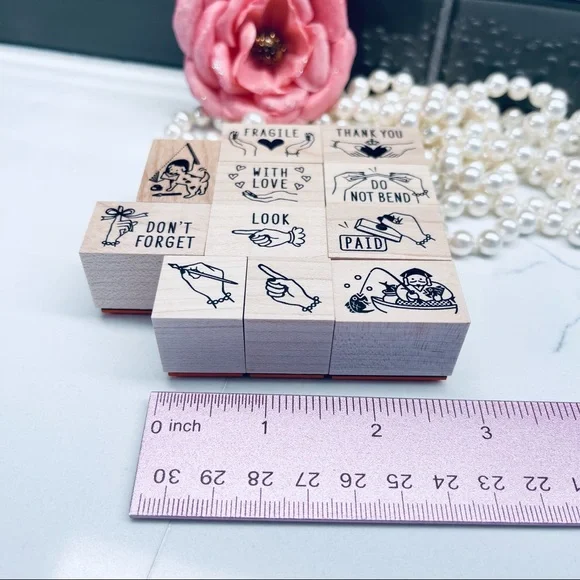 Love for analogue, Hand Signs wood rubber stamps 11pcs set (Made in Japan)